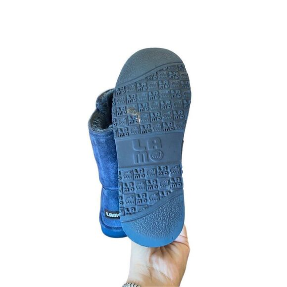 Lamo blue suede double zip calf length boots faux fur size 8 - Picture 5 of 5